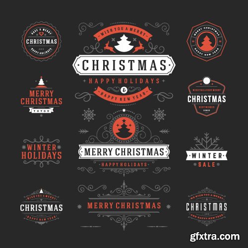 2016 Merry Christmas logos labels and badges vector