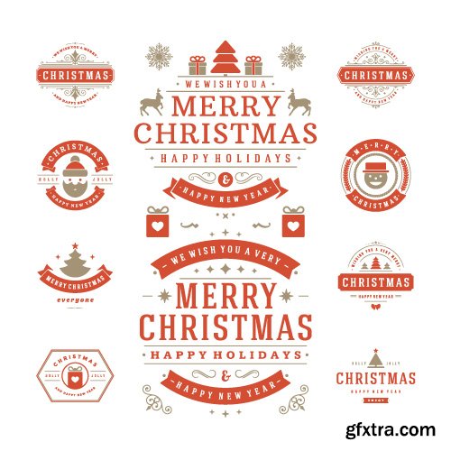 2016 Merry Christmas logos labels and badges vector