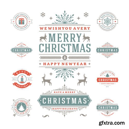 2016 Merry Christmas logos labels and badges vector