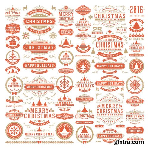 2016 Merry Christmas logos labels and badges vector