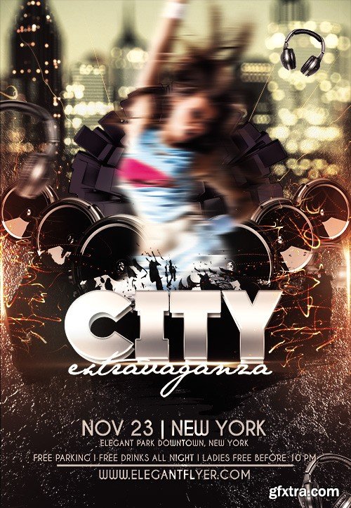 City Extravaganza Flyer PSD Template + Facebook Cover