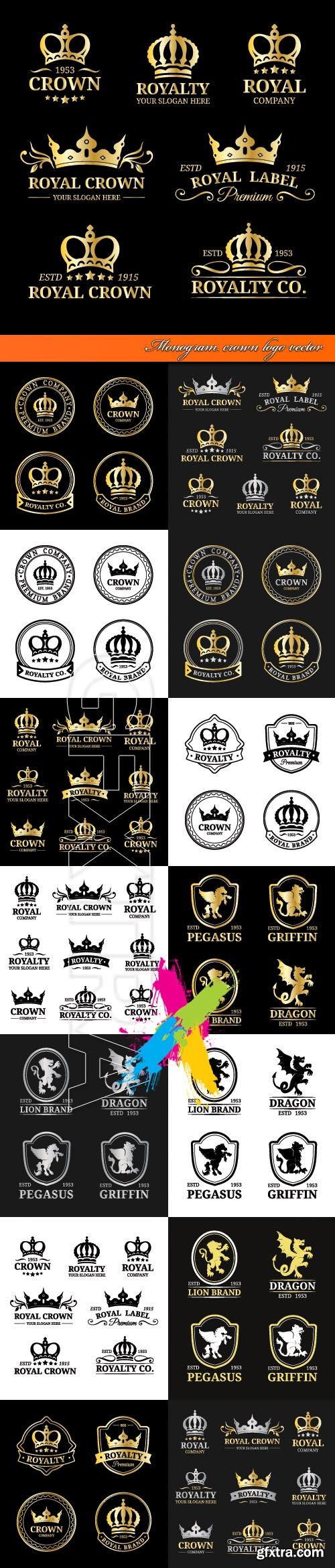 Monogram crown logo vector