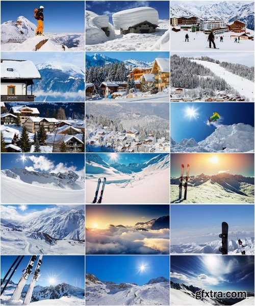 Collection mountain ski resort snow slope nature landscape skiing snowboarding 25 HQ Jpeg