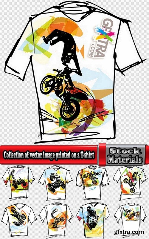 Collection of vector image printed on a T-shirt motorcycle and motorsport 25 EPS