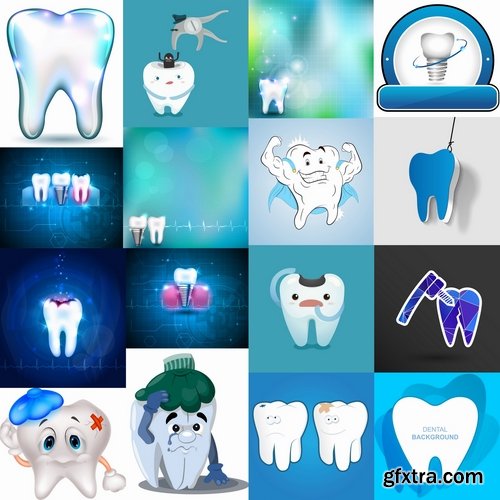 Collection of vector image tooth dental dentist healthy aching tooth 25 EPS