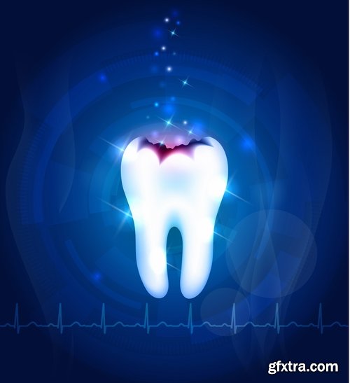 Collection of vector image tooth dental dentist healthy aching tooth 25 EPS