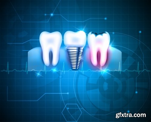 Collection of vector image tooth dental dentist healthy aching tooth 25 EPS