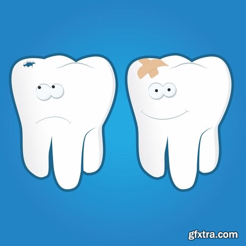 Collection of vector image tooth dental dentist healthy aching tooth 25 EPS