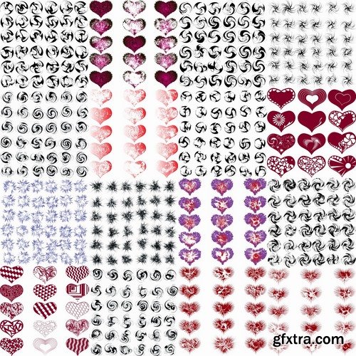 Collection heart vector image spiral silhouette logo icon Blob 25 EPS