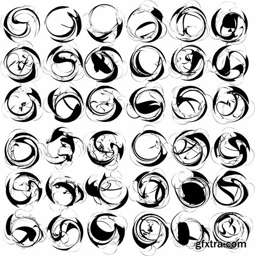 Collection heart vector image spiral silhouette logo icon Blob 25 EPS