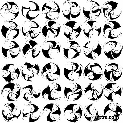 Collection heart vector image spiral silhouette logo icon Blob 25 EPS