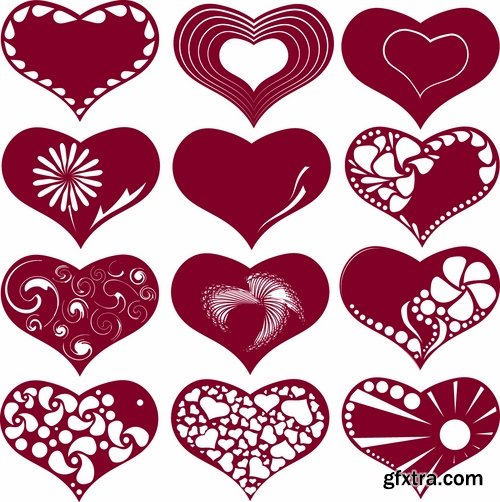 Collection heart vector image spiral silhouette logo icon Blob 25 EPS