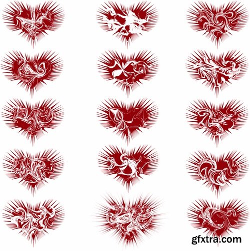 Collection heart vector image spiral silhouette logo icon Blob 25 EPS