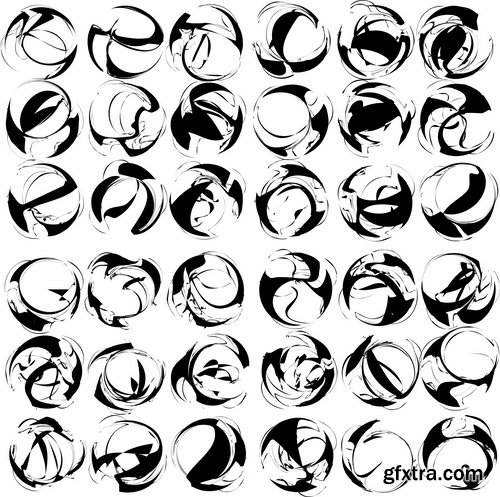 Collection heart vector image spiral silhouette logo icon Blob 25 EPS