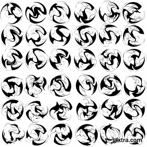 Collection heart vector image spiral silhouette logo icon Blob 25 EPS