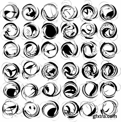 Collection heart vector image spiral silhouette logo icon Blob 25 EPS