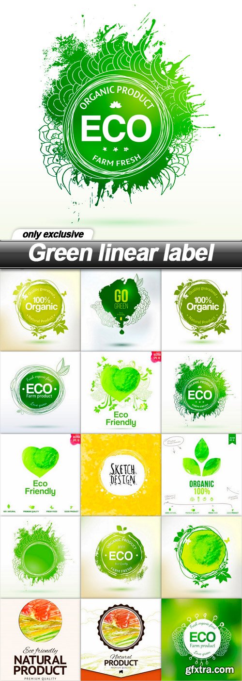 Green linear label - 15 EPS