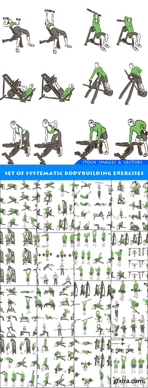 Set of systematic bodybuilding exercises 17X EPS