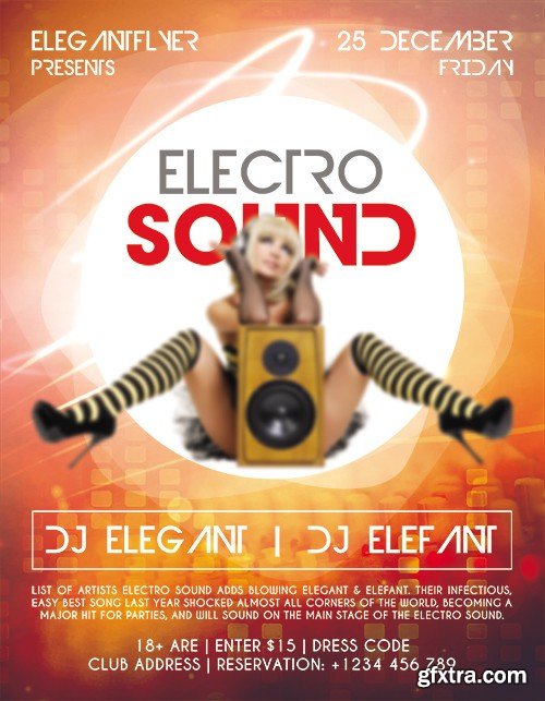 Electro Sounds Flyer PSD Template + Facebook Cover