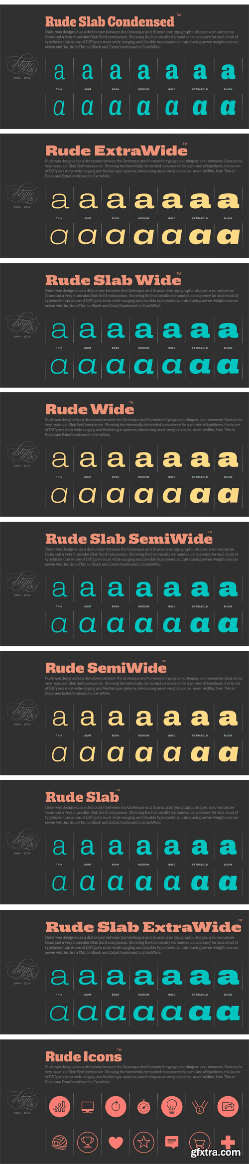 Rude - 15 Font Families [200 Fonts]