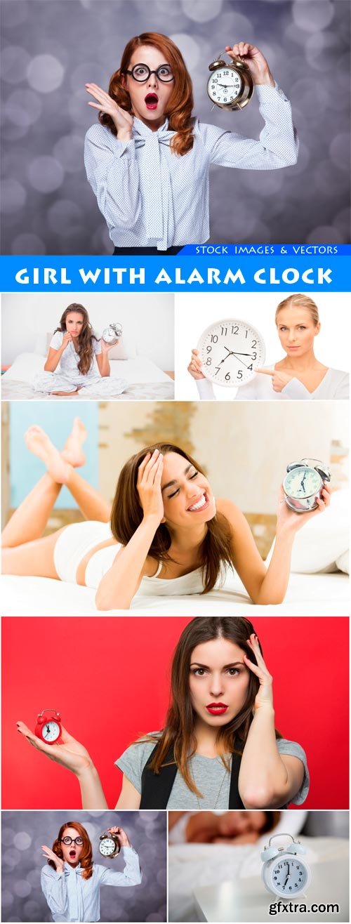 Girl with alarm clock 6X JPEG