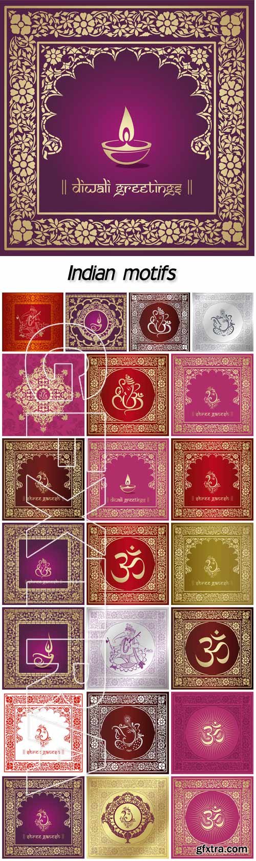 Indian motifs, vector backgrounds