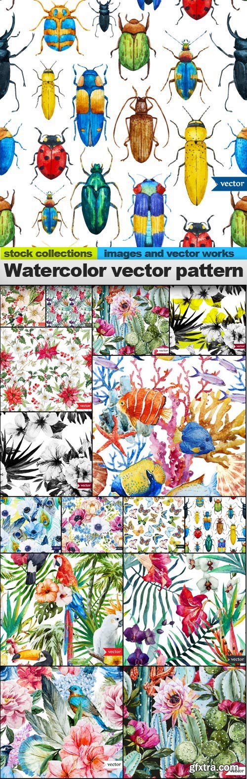 Watercolor vector pattern, 15 x EPS