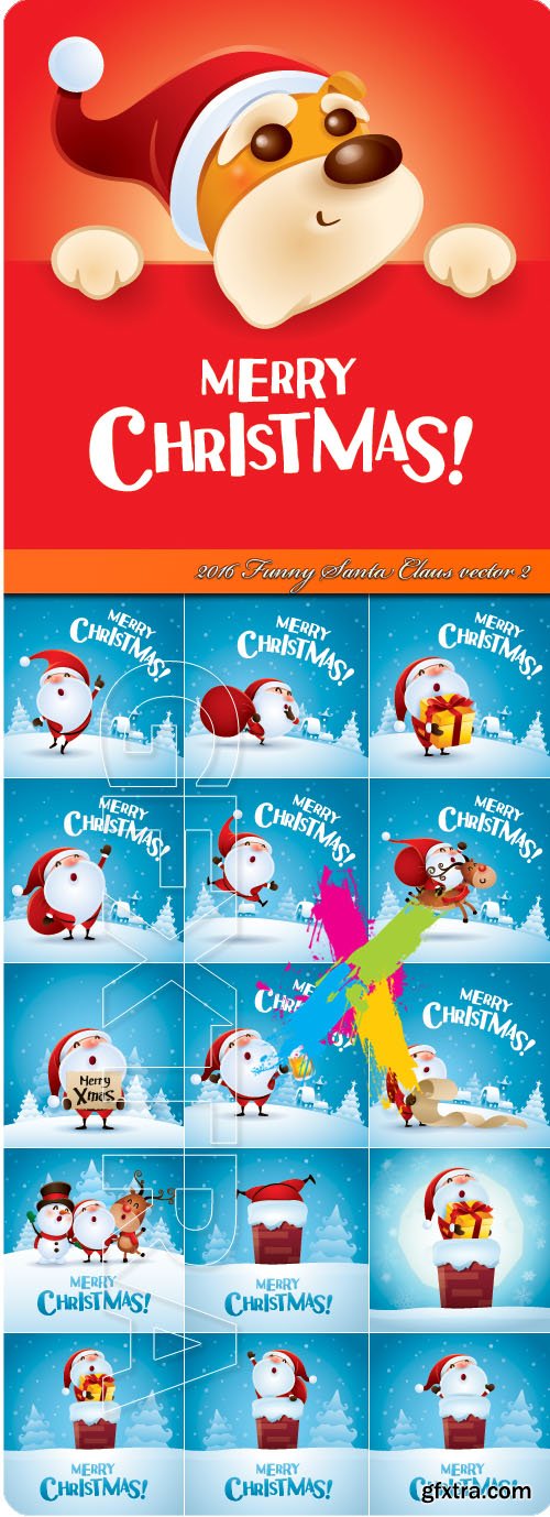 2016 Funny Santa Claus vector 2