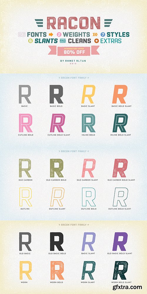 Racon Font Family - 26 FONTS $442