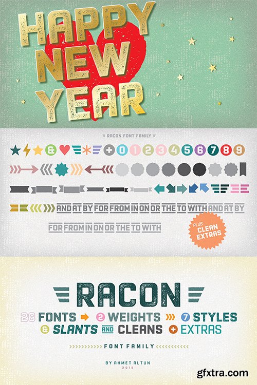 Racon Font Family - 26 FONTS $442