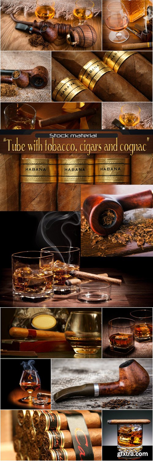 Tube with tobacco, cigars and cognac