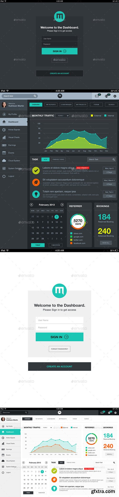 GraphicRiver - Super Tablet Dashboard Flat Ui - 5282199