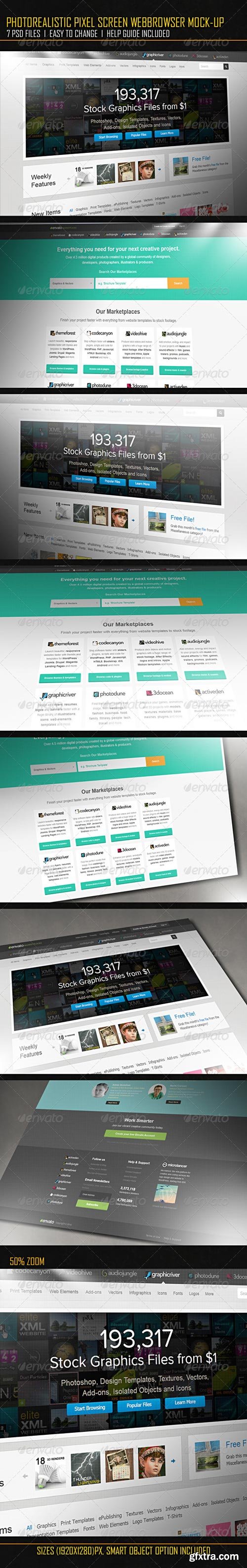 GraphicRiver - Photorealistic Pixel Screen Web-browser Mockup - 6599053