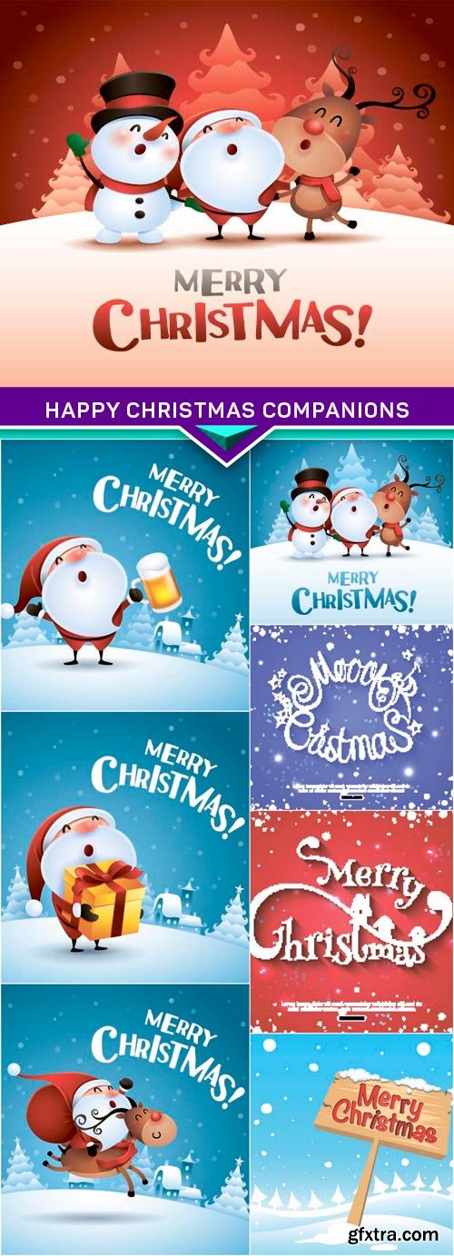 Happy Christmas companions 8x EPS