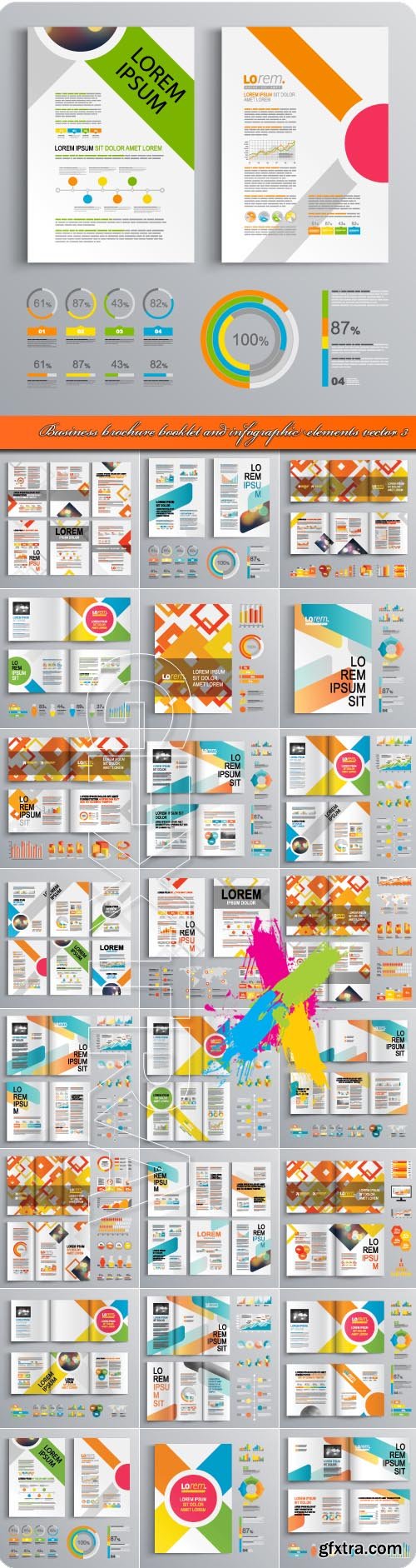 Business brochure booklet and infographic elements vector 3