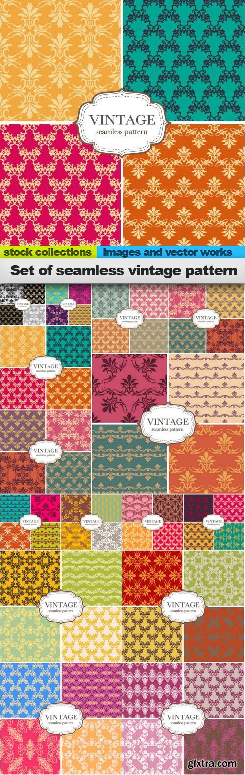 Set of seamless vintage pattern,  15 x EPS