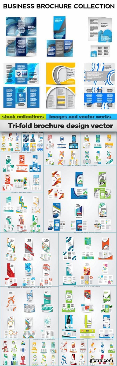 Tri-fold brochure design vector, 15 x EPS
