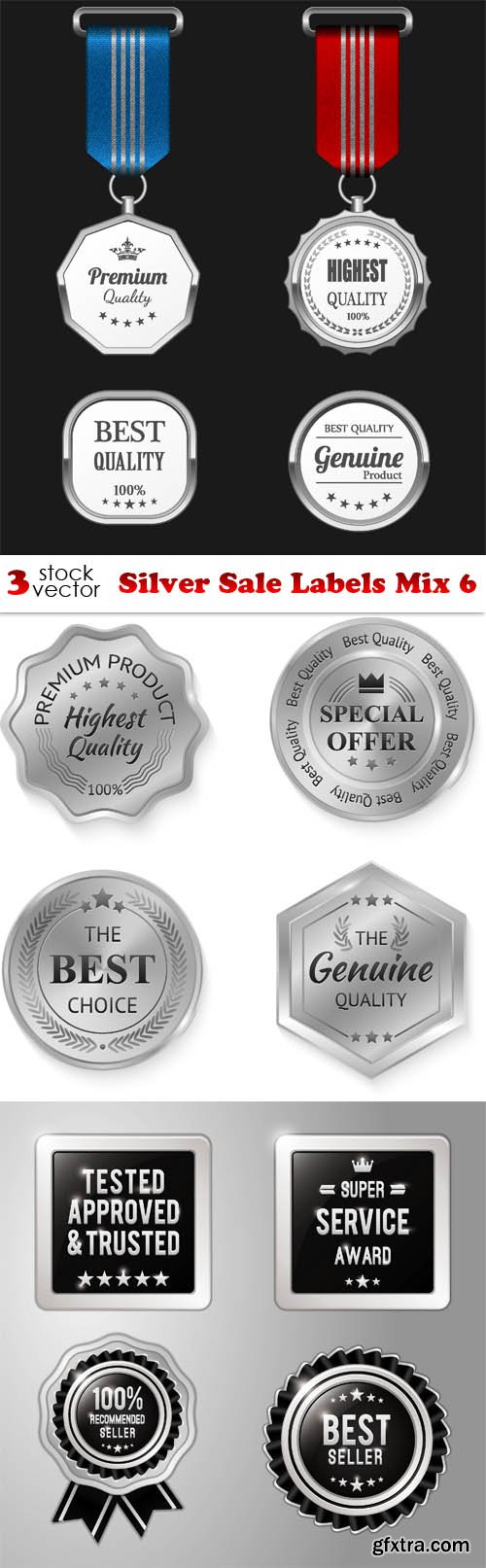 Vectors - Silver Sale Labels Mix 6