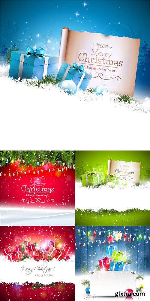 5 Christmas Backgrouns Vector Set 1