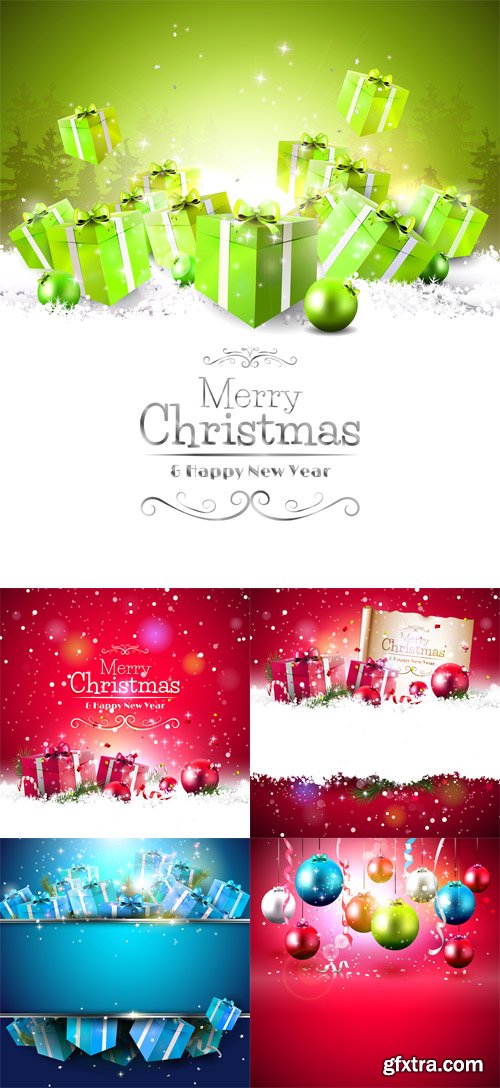 5 Christmas Backgrounds Vector Set 2