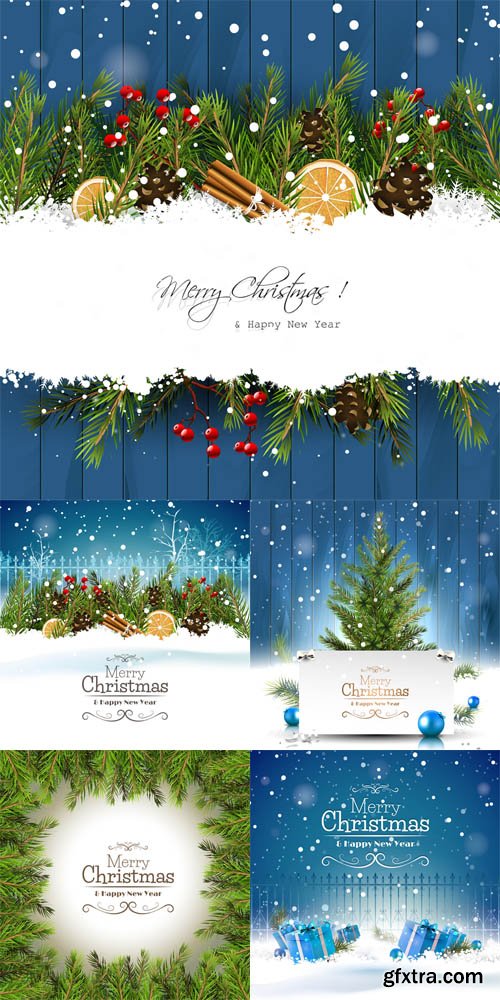 Christmas Greeting Card Vector Set