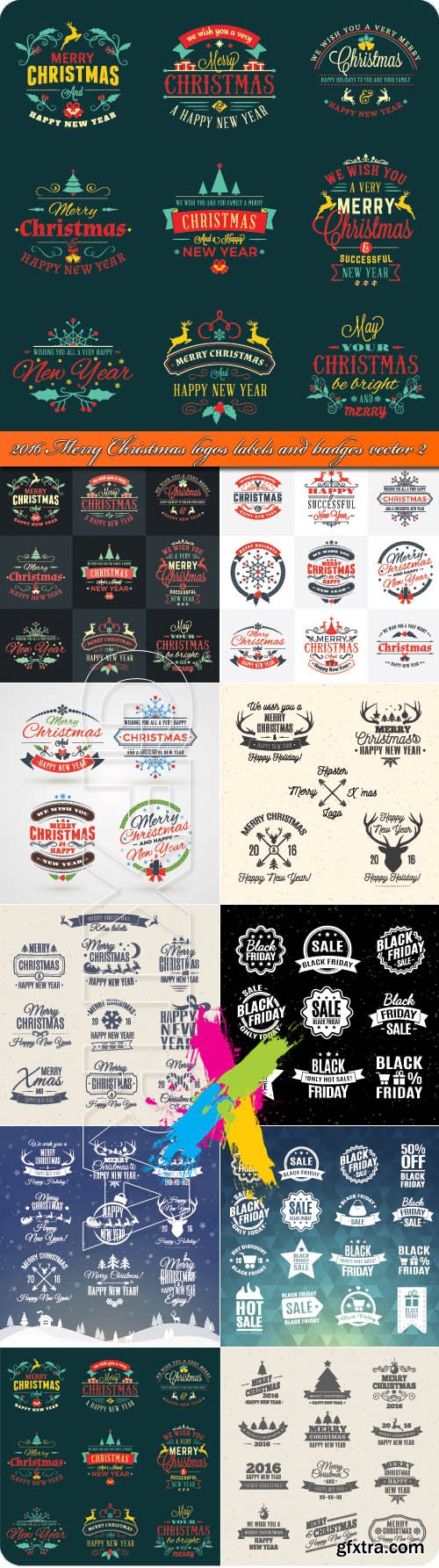 2016 Merry Christmas logos labels and badges vector 2