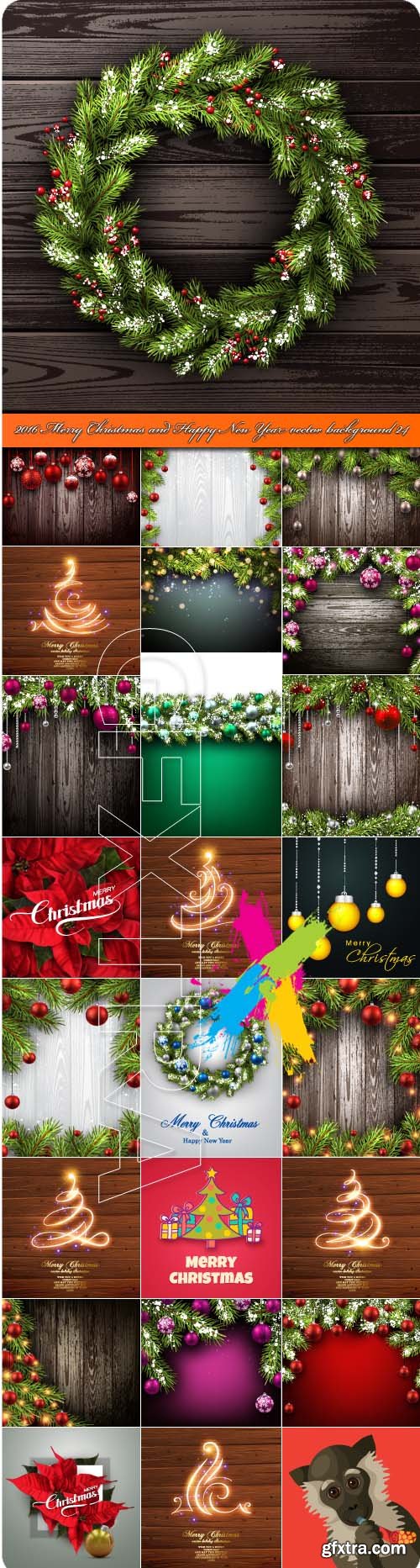 2016 Merry Christmas and Happy New Year vector background 24