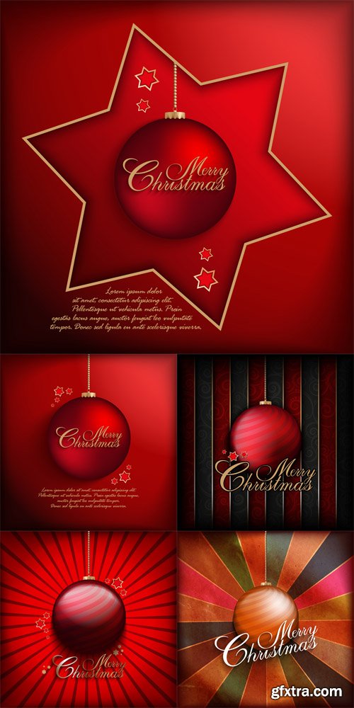 Christmas Card Vector Template Set 1