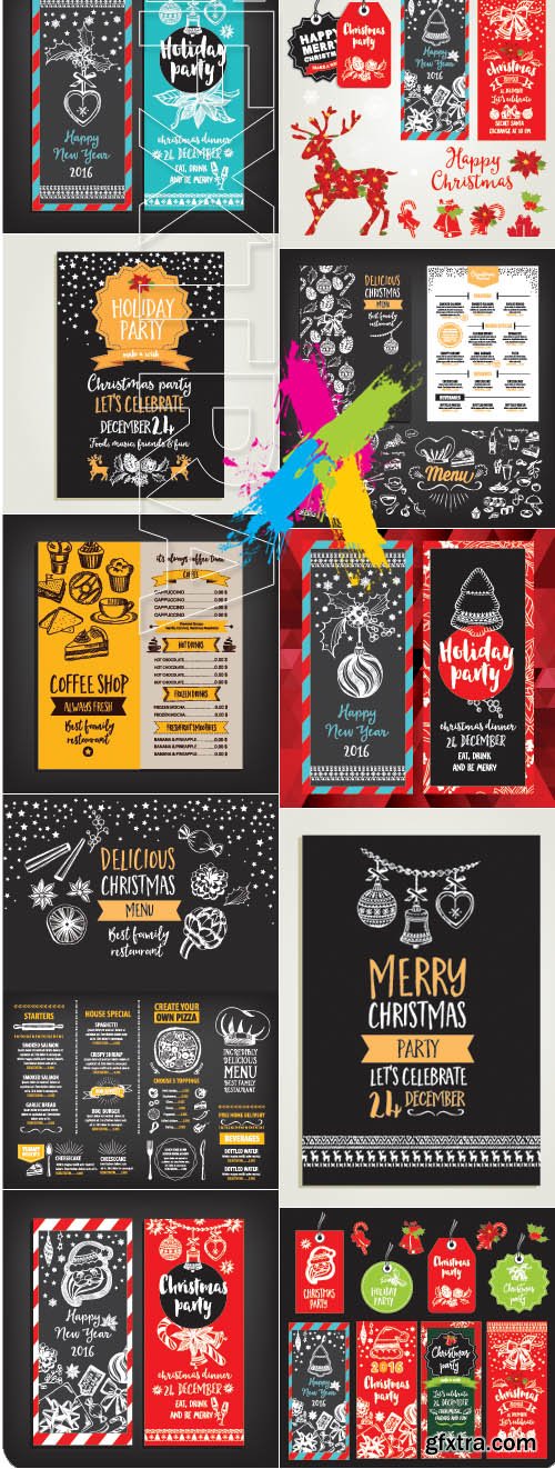 Christmas restaurant brochure menu design vector 3