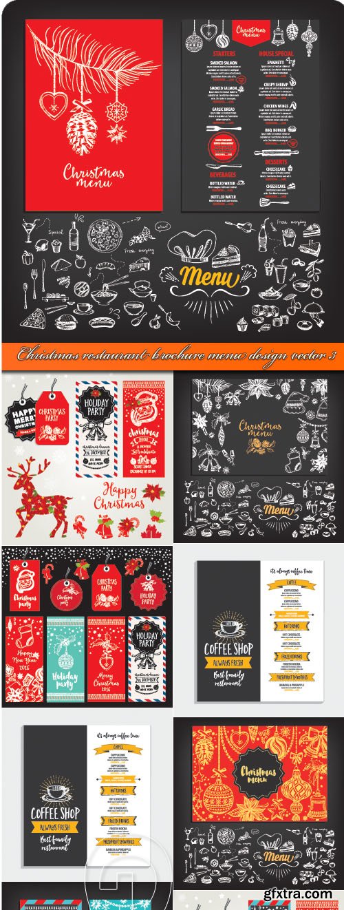 Christmas restaurant brochure menu design vector 3