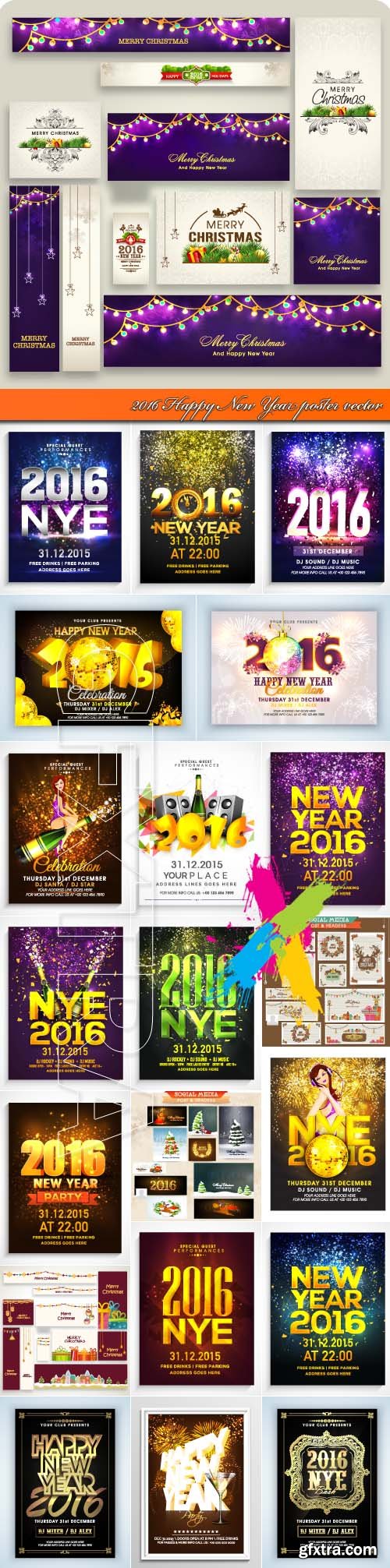 2016 Happy New Year poster vector
