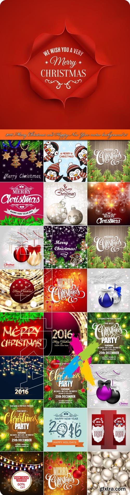 2016 Merry Christmas and Happy New Year vector background 25