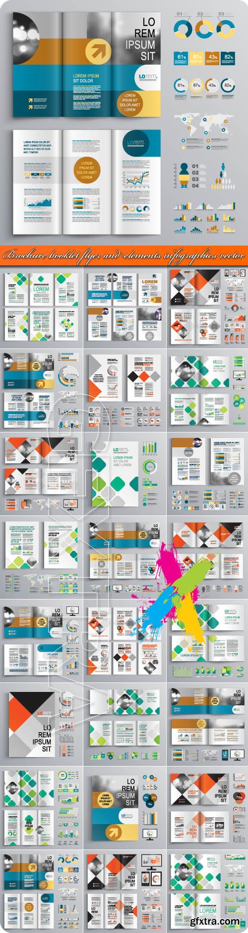 Brochure booklet flyer and elements infographics vector