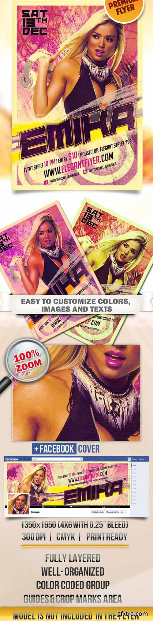 Electro House Dj Emika – Flyer PSD Template + Facebook Cover